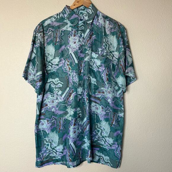 Reputation Shirt Vintage 100% Silk Retro Pattern Boho Hippie Size M - Picture 4 of 9